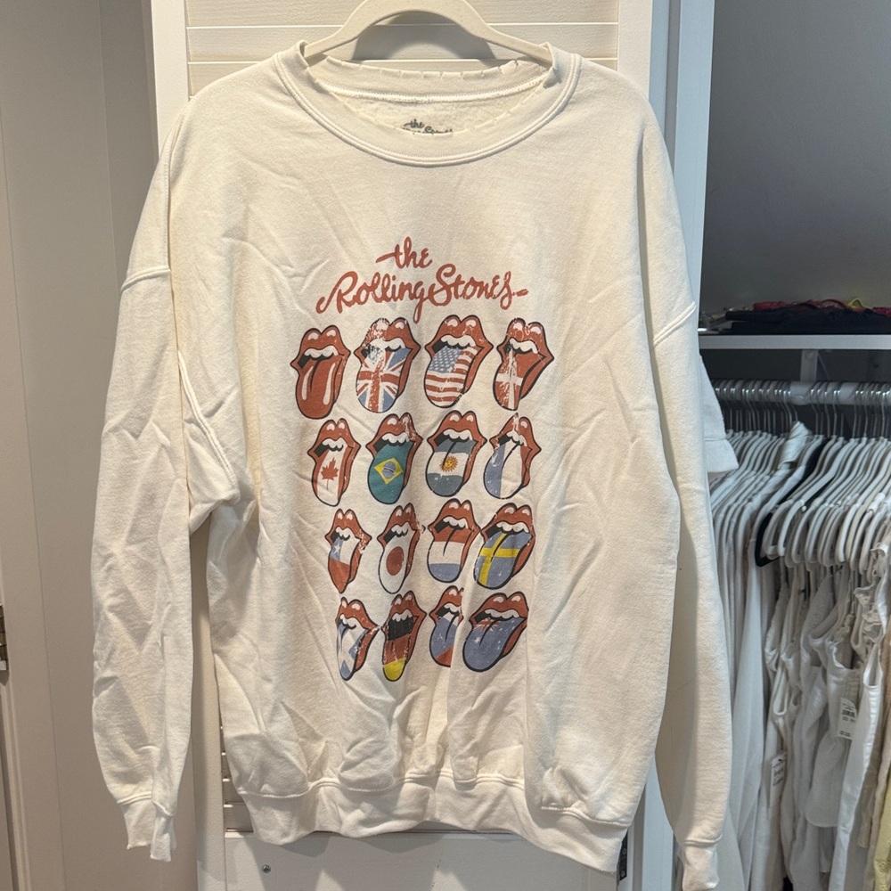 The Rolling Stones White Crewneck Sweater